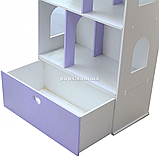 Игрушечный кукольный деревянный домик с ящиком для игрушек Unitywood фиолетовый. Обустройте домик для кукол, фото 2