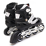 Роликовые коньки Scale Sports черно-белые, размер 35-38, металл, светящиеся колёса PU, (465976067-M), фото 2