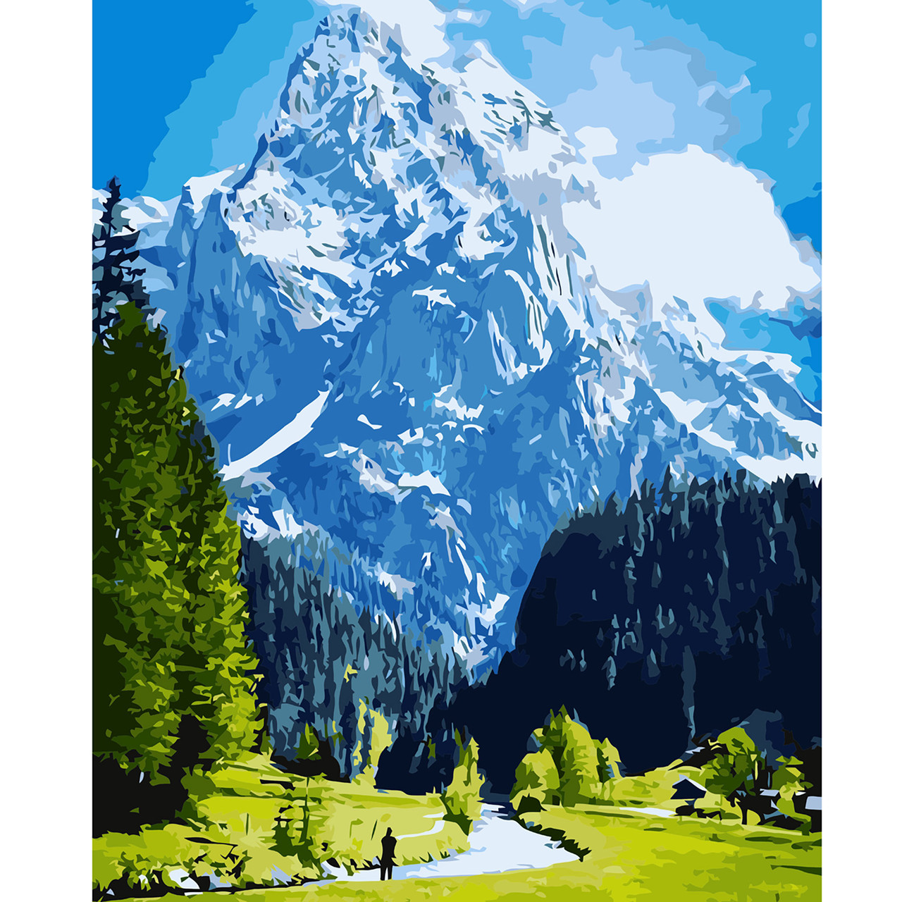 Картина по номерам Голубые горы и зеленое поле, 40х50 см «Strateg» (VA-2796)