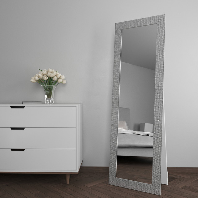 велике дзеркало в повний зріст на підлогу в срібній рамі Black Mirror для будинку або магазину 