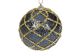 Ялинкова куля 8см c золотим орнаментом, колір - синій з золотом BonaDi 182-180 ORIGINAL 100%