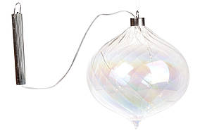 Елочное украшение Лук с LED подсветкой (15 ламп) , прозрачное стекло с бриллиантовым отливом, 18см, на