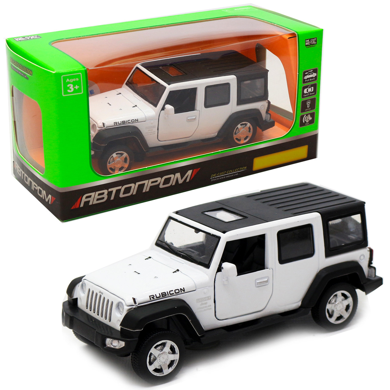 Іграшкова машинка металева джип «Jeep», Автопром, білий, 6х15х6 см, від 3 років, (6616)