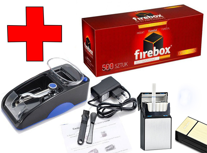 

Электрическая машинка для сигарет Gerui 5 + Сигаретные гильзы Firebox 500шт + Портсигар на 20шт сигарет