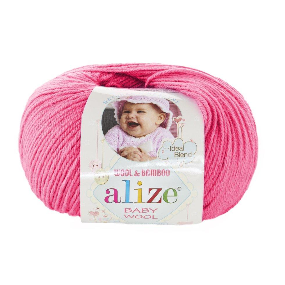 Пряжа Baby wool Alize, №33, т. рожевий