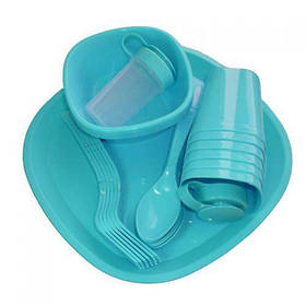Посуд пластикова MHZ набір для пікніка 36 предметів на 4 персони R86498 Blue (007509)