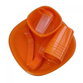 Посуд пластикова MHZ набір для пікніка 48 приладів на 6 персон R86499 Red (007514)