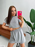 Літній жіночий костюм двійка топ-футболка і шорти-спідниця, фото 1