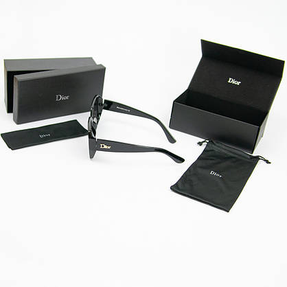 Жіночі брендові сонцезахисні окуляри DIOR + футляр (арт. 8699) чорні, фото 2