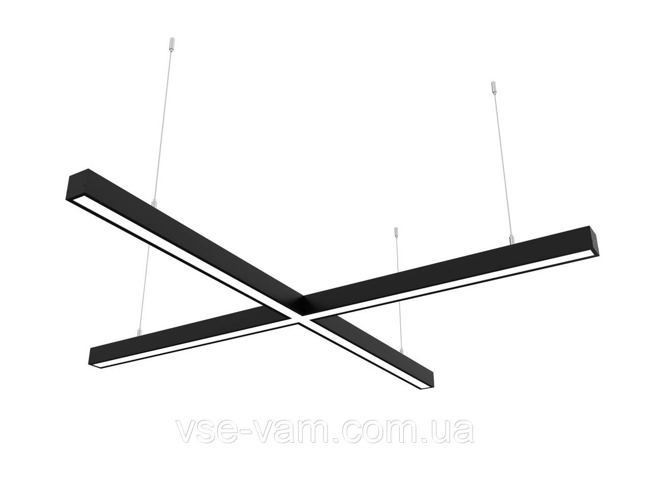Лінійний світлодіодний світильник Z-LED 80Вт X-подібний чорний (хрест 800x800)