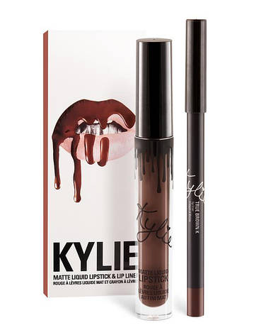 Kylie Jenner Матові помада + олівець USA TRICK TRUE BROWN K, фото 2