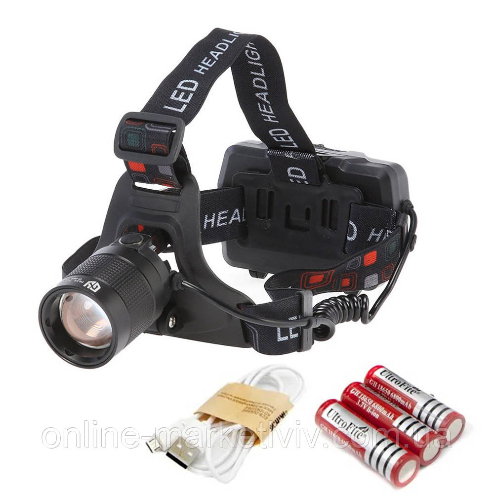 

Мощный налобный фонарик P 54 Headlamp 3 аккумулятора в комплекте / Фонарь