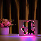 Светильник ночник ArtEco Light из дерева LED "Пес и косточка" с пультом и регулировкой цвета, двойной RGB, фото 2