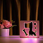 Светильник ночник ArtEco Light из дерева LED "Пес и косточка" с пультом и регулировкой цвета, двойной RGB, фото 5