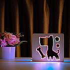 Светильник ночник ArtEco Light из дерева LED "Пес и косточка" с пультом и регулировкой цвета, двойной RGB, фото 6