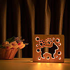 Светильник ночник ArtEco Light из дерева LED "Собака бульдожка" с пультом и регулировкой цвета, RGB, фото 4