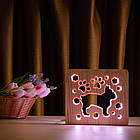 Светильник ночник ArtEco Light из дерева LED "Собака бульдожка" с пультом и регулировкой цвета, RGB, фото 6