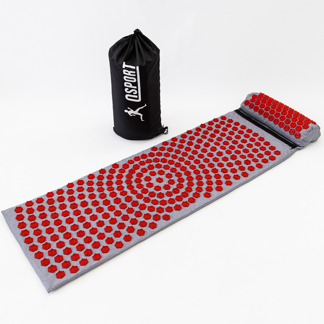 Масажний килимок і валик (аплікатор Кузнєцова) масажер для спини/шиї/тіла OSPORT Lotus Mat EcoPro (apl-022)