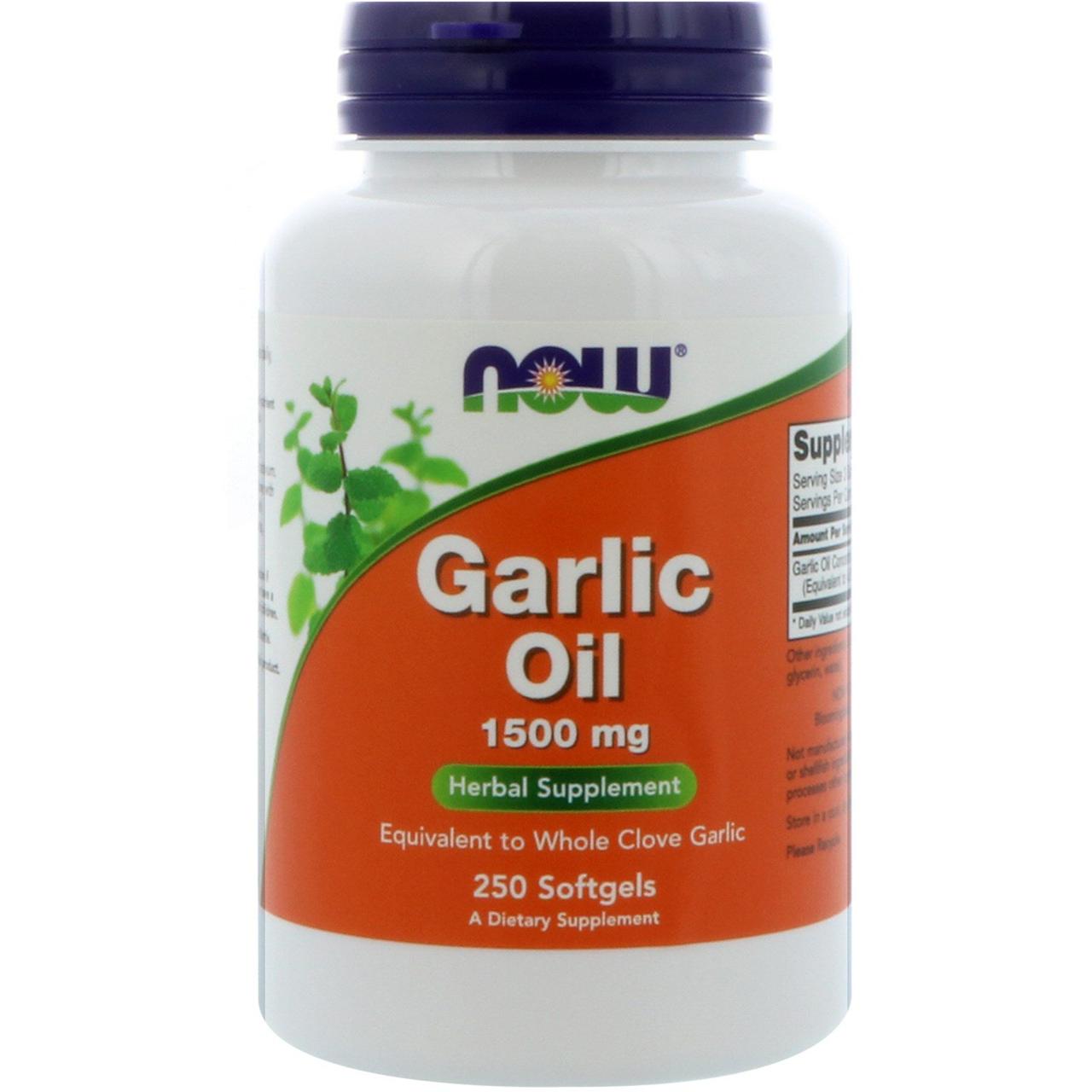 

Чесночное масло, Garlic Oil, Now Food, 1500 мг, 250 капсул, (NOW-01792), 250