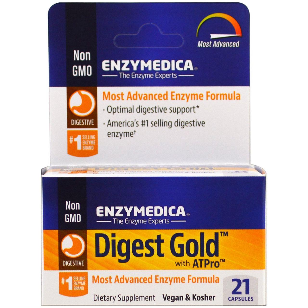 

Пищеварительные ферменты, Digest Gold with ATPro, Enzymedica, 21 капсула (ENZ-24150), 21