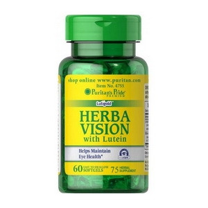 

Травы для зрения, Puritan's Pride, Herbavision Gold with Lutein, Bilberry and Zeaxanthin, 60 гелевых капсул