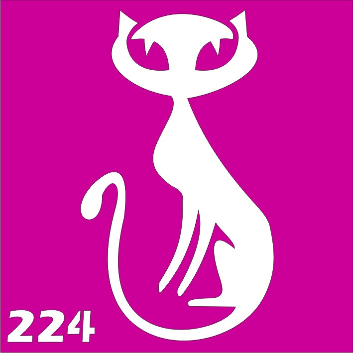 Трафарет кішка для біо-тату хною, блиск тату Boni Kasel № 224