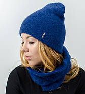 Комплект жіночий, шапка+бафф, "Травичка", (Синій), фото 3