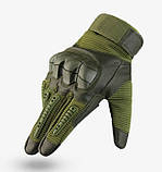 Перчатки мужские тактические спортивные военные штурмовые кожаные зеленый хаки код 33-0101, фото 3