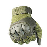 Перчатки мужские тактические спортивные военные штурмовые кожаные зеленый хаки код 33-0101, фото 7