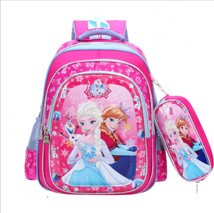 

Красивый школьный рюкзак для девочки Эльза и Анна с пеналом для 1 2 3 4 класса, Розовый