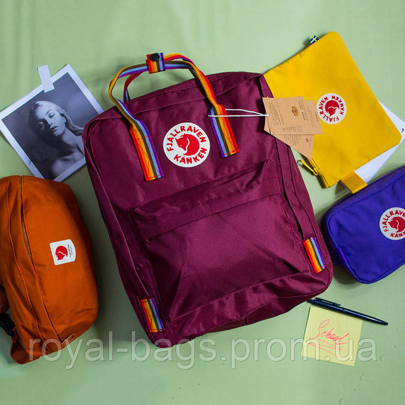 

Рюкзак "Fjällräven Kånken Rainbow" 20 Цветов Бордовый, Черный