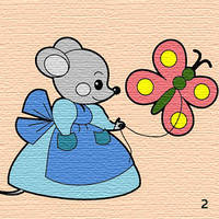 Картина по контуру Мышка с бабочкой, 25*25см, Барви, картина-раскраска без номеров