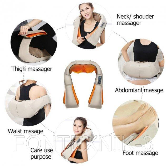 

Массажер роликовый Shiatsu Massager of Neck Kneading для шеи, плеч и всего тела с подогревом 4 кнопки