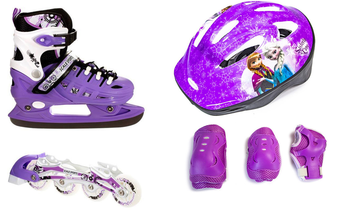 

Детские Роликовые коньки + Шлем + Защита Scale Sport Фиолетовый цвет (2 в 1) размер 29-33, 34-37, 38-41