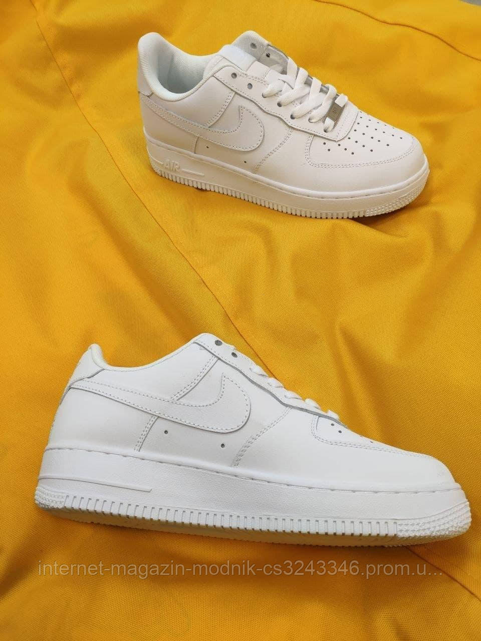 Мужские кроссовки Nike Air Force White (белые) D151 модная кожаная обувь