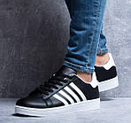 Мужские кроссовки (черно-белые) кожаные крутые кроссы 0283, фото 5