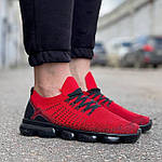 Чоловічі кросівки молодіжні (червоні з чорним) 0275 крута якісна взуття текстильна, фото 8