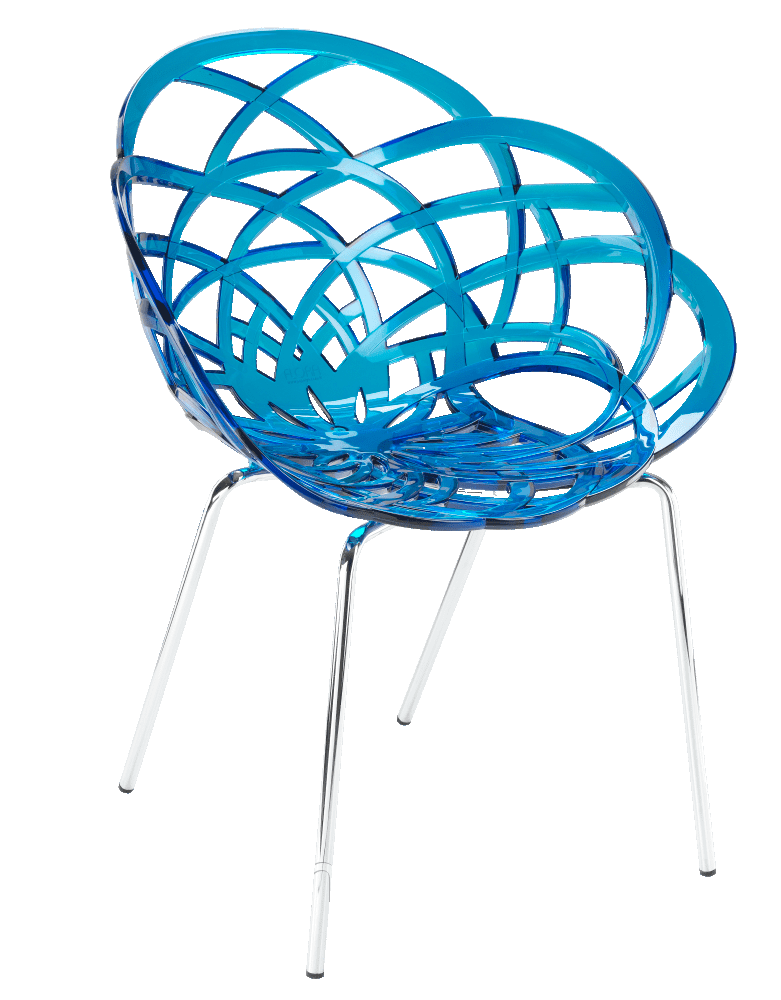 Кресло Papatya Flora-ML прозрачно-синее сиденье, ножки хром