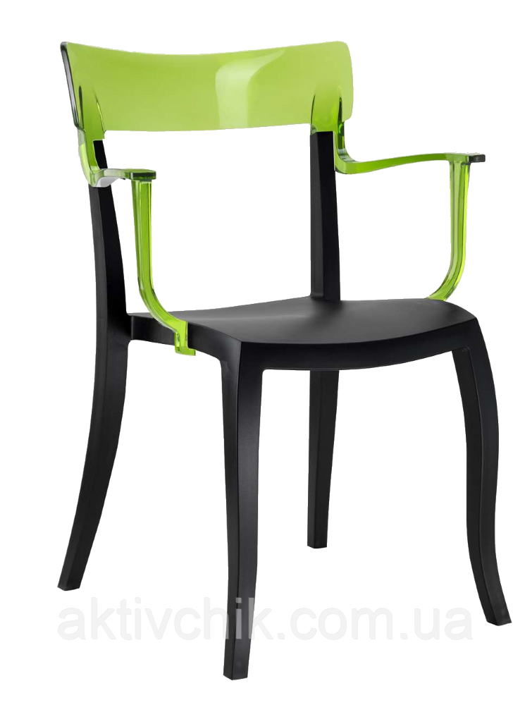 Кресло Papatya Hera-K черное сиденье, верх прозрачно-зеленый