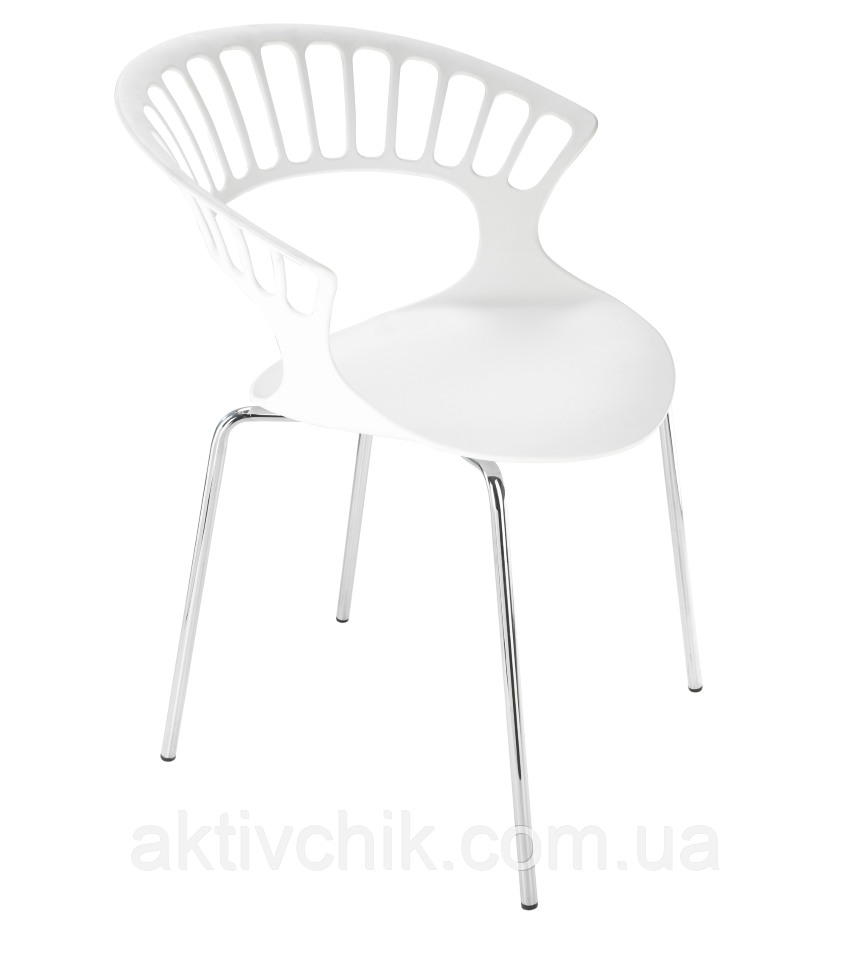 Кресло Papatya Tiara белый, база хром