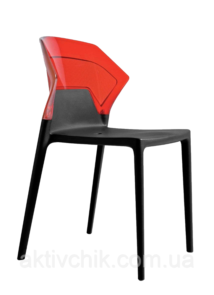 Стул Papatya Ego-S черное сиденье, верх прозрачно-красный