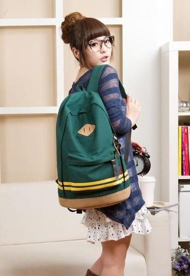  Модный городской рюкзак с пятачком зеленый  