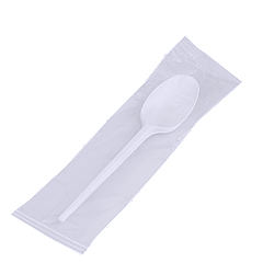 Ложка пластиковая в индивидуальной упаковке 12 см белая
