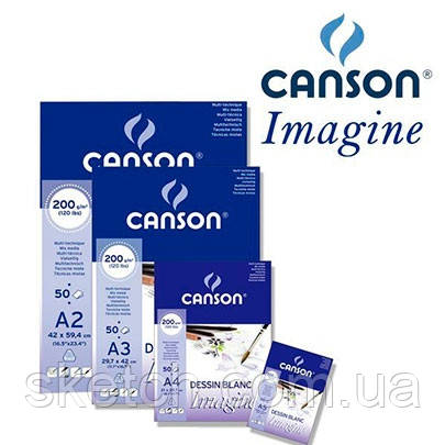 

Блок бумаги для акварели Canson Imagine Mix Media, мелкое зерно, 200гр/м, А5, 50 листов