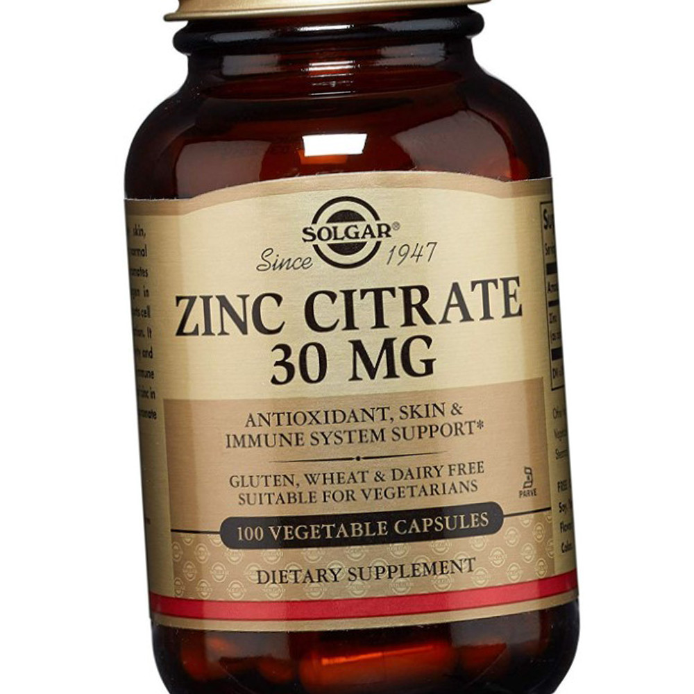 

Цинк цитрат Солгар Solgar Zinc Citrate 30 mg 100 растительных капсул