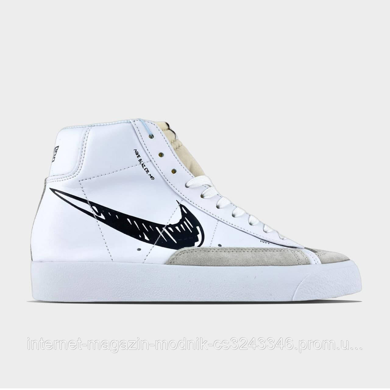 Чоловічі кросівки Nike Blazer Mid '77 White Black (Білий) C-3458