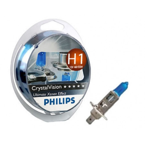 

Автолампа PHILIPS 12258CVSM H1 55W 12V P14,5s Cristal Vision+W5Wx2