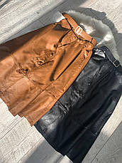 Женская кожаная юбка миди ниже колена, фото 2