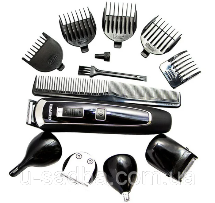 

Профессиональная машинка для стрижки волос и бороды с насадками GM-801 | Триммер для бороды и носа