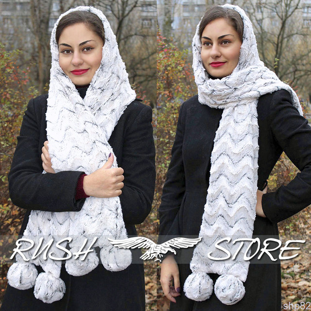 Тёплый женский шарф из меха